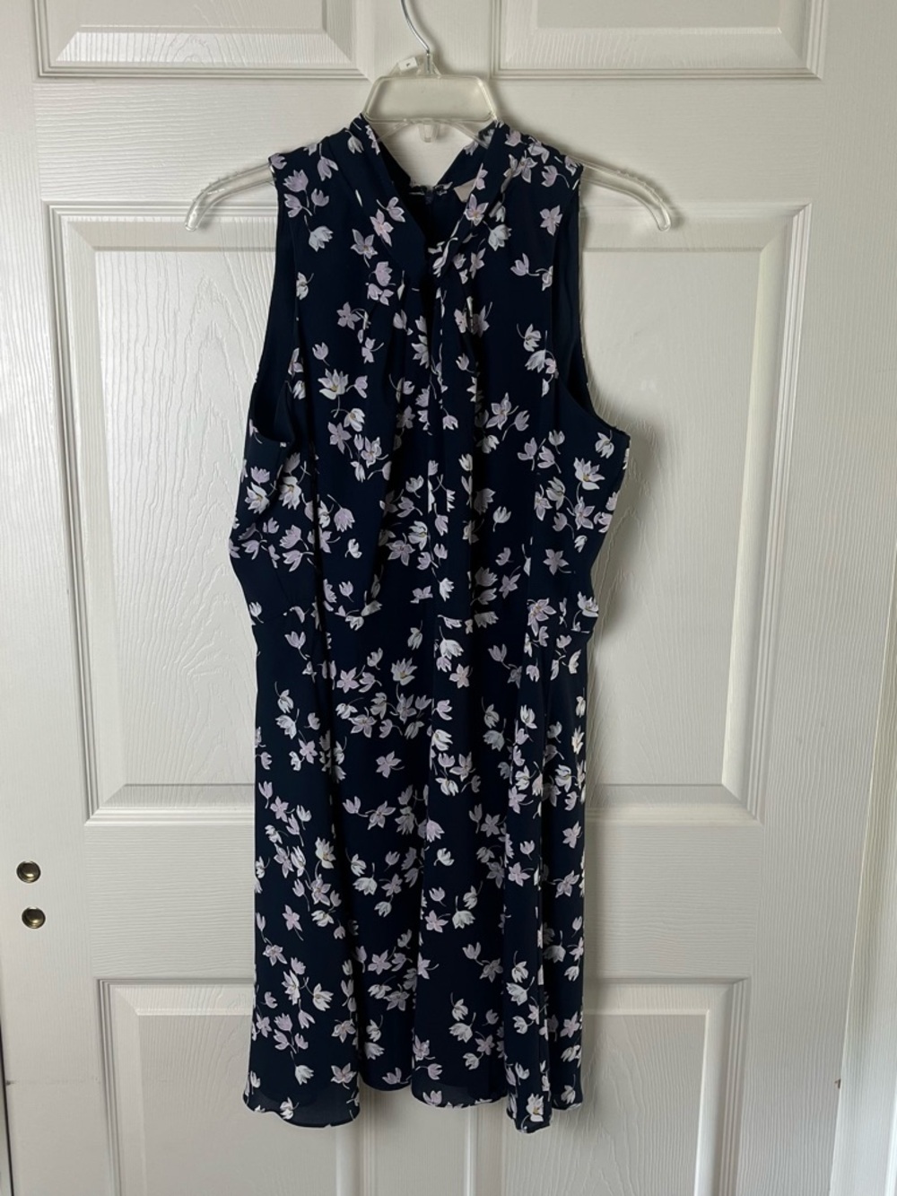 LOFT Navy Floral Tie-Front Mini Dress